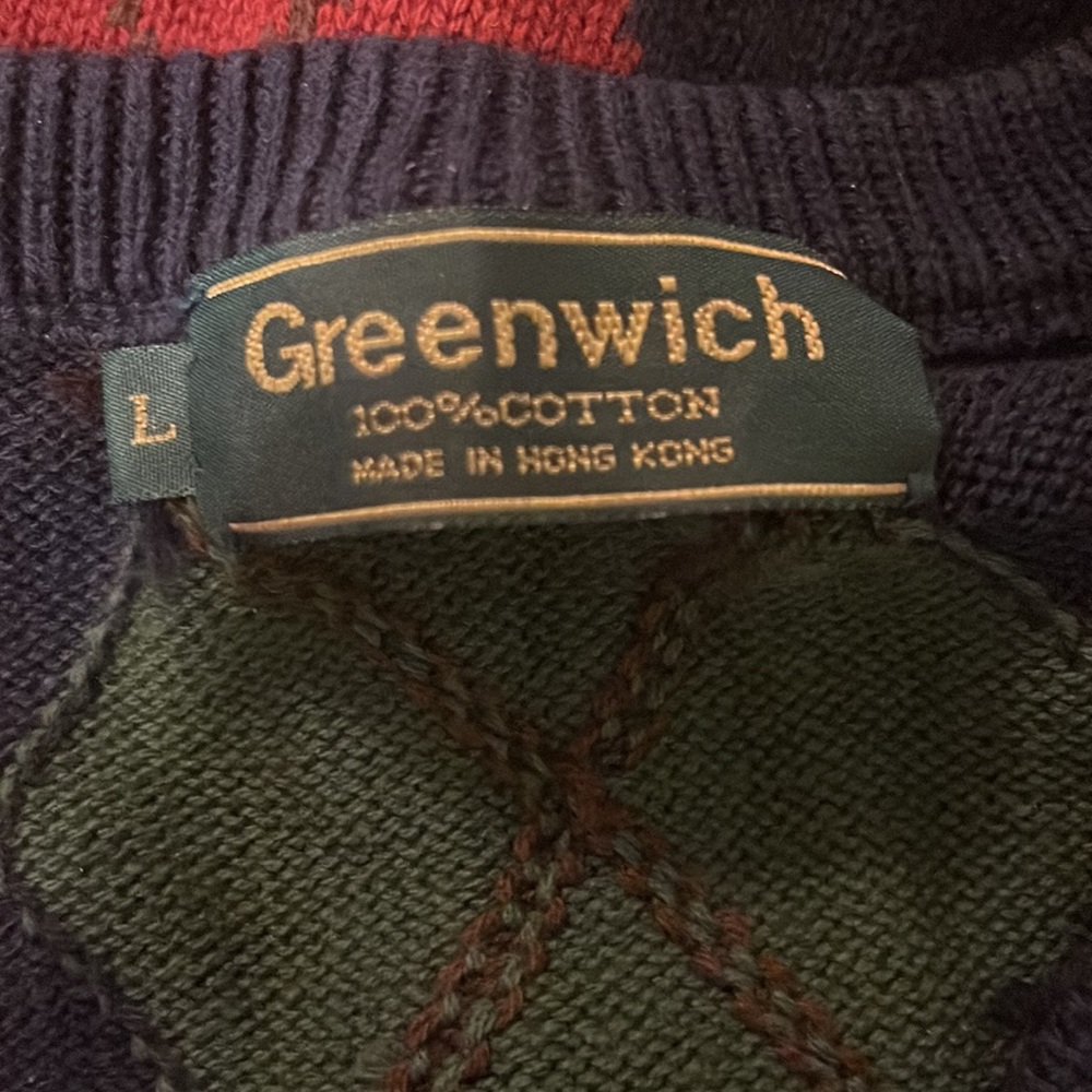 Greenwich argyle plaid Vest 100% cotton L - Picture 8 of 8